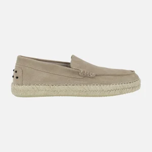 Mocasines de yute en serraje taupe
