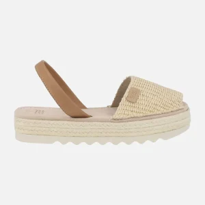 Menorquinas Doble Yute en tejido rafia beige