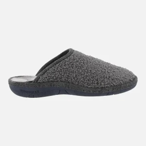 Zapatillas de casa para hombre en tejido Teddy gris