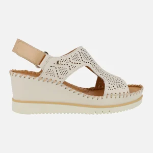 Sandalias de piel troqueladas con cierre de velcro Aguadulce