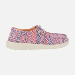 Zapatillas bordadas Hey Dude Wendy Funk surf baja en combinado rosa