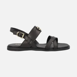 Sandalias planas negras de piel Sheila