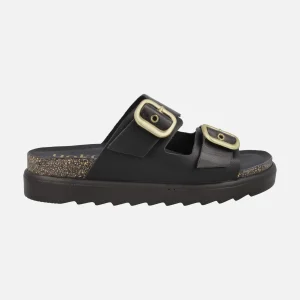 Sandalias negras de piel con hebillas ajustables Tunez 130