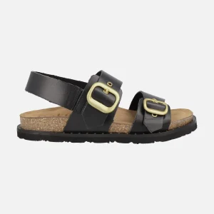 Sandalias negras con hebillas doradas y tira al talón Bolus 252