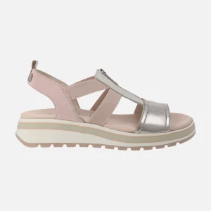 Sandalias confort en combinado rosa con cremallera y elásticos