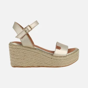 Sandalias de piel con cuña de yute y plataforma Arambol