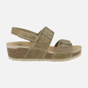 Sandalias de piel engrasadas con hebillas y velcro