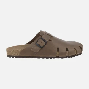 Zuecos de piel engrasada para hombre con hebilla ajustable