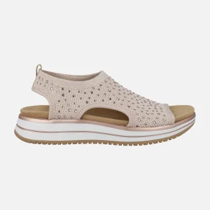 Sandalias confort en tejido elástico con detalles de strass