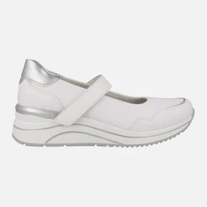 Zapatos deportivos estilo mercedes en combinado blanco y plata