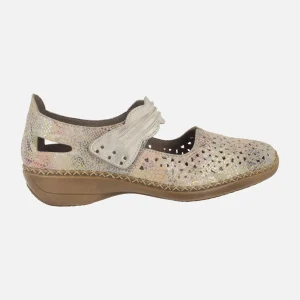 Zapatos confort estilo mercedes en piel multicolor con cierre de velcro