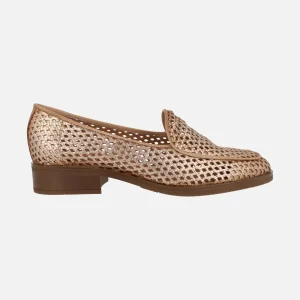 Mocasines trenzados de piel con tacón bajo