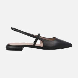 Bailarinas negras destalonadas de piel con elástico al empeine