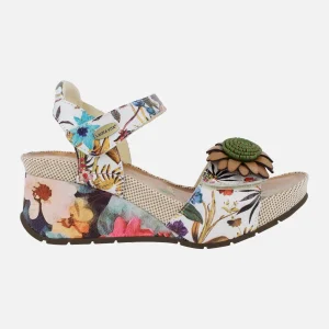 Sandalias con cuña estampada de flores Barry 36 Beige
