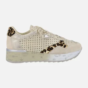 Deportivas de piel troqueladas con detalles en animal print