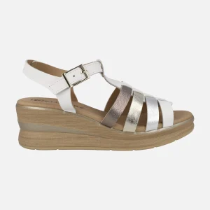 Sandalias de piel con tiras combinadas y plataforma
