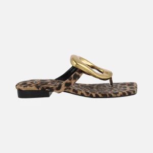Sandalias de dedo Storm Leopardo con adorno metálico dorado