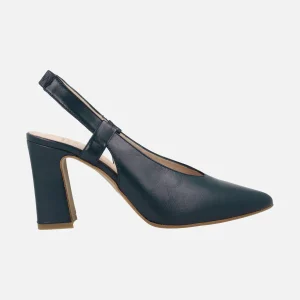 Zapatos de salón destalonados en piel lisa con tacón alto