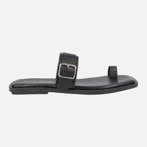 Sandalias negras de piel con pieza para dedo