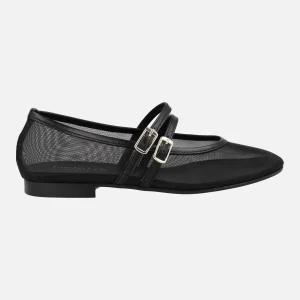 Bailarinas mercedes en rejilla negra con doble pulsera