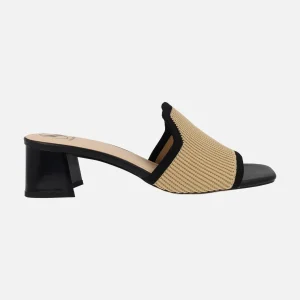 Zuecos Miss elastic en bicolor negro beige