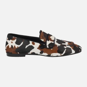 Mocasines planos en pelo animal print vaca Torah