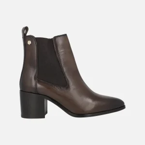 Botines de tacón en piel con elástico lateral