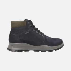 Botas de cordones en nobuck azul marino con membrana Goretex