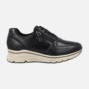 Deportivas de piel con cordones y cremallera lateral