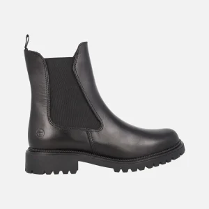 Botines negros de piel estilo Chelsea con forro de pelo