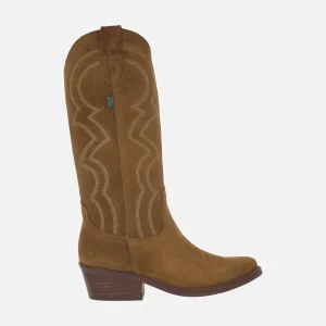 Botas cowboy en serraje oil capuccino con bordados DKT87