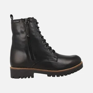 Botines de piel estilo militar con cordones y cremallera exterior