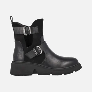 Botines tipo motorista para mujer en color negro