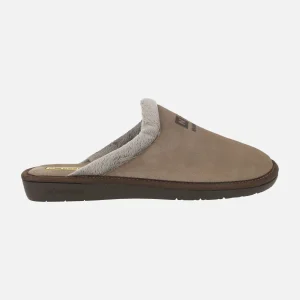 Zapatillas de casa descalzas para hombre en serraje taupe