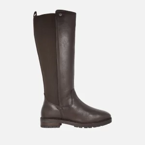 Botas altas de piel con parte trasera en tejido elástico