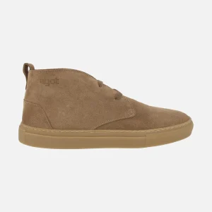 Botines de cordones para hombre en serraje camel BUG