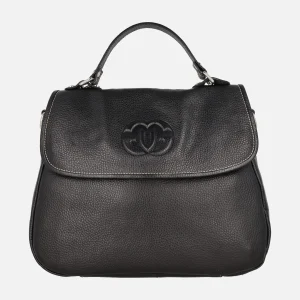 Bolsos negros de mano en piel con tapa y asa bandolera