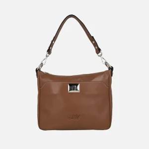 Bolsos de piel para hombro con bandolera y adorno de broche