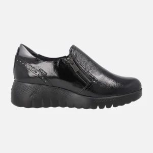 Zapatos confort Live en charol negro para mujer