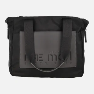 Bolsos de tejido estilo shopping en combinado negro-gris