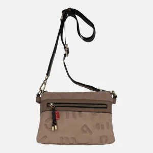 Bolsos bandolera en combinado taupe con triple compartimento interior