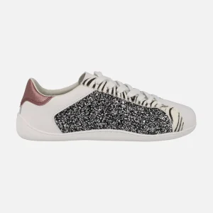 Zapatillas BAREFOOT en glitter plomo y print cebra Leelanau