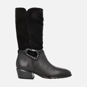 Botas de media caña en combinado de piel y serraje Verona