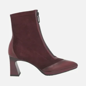 Botines de tacón con caña en tejido elástico y cremallera frontal