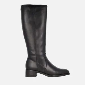 Botas altas Bonjour 03 en piel negra con tacón bajo