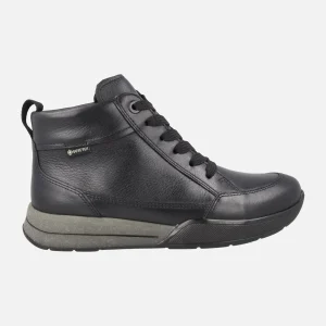 Botines de cordones en piel negra con cremallera y membrana Gore tex