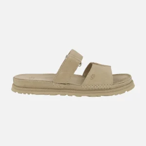 Sandalias planas destalonadas en ante beige Goldengaze Slide