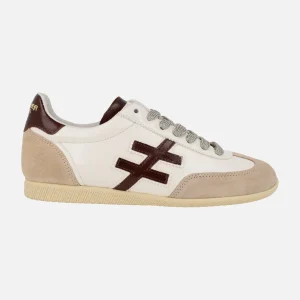 Zapatillas deportivas Atenas A078 en combinado blanco y marrón