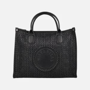 Bolsos negros trenzados con neceser interior