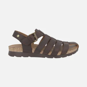 Sandalias marrones de piel para hombre Sebas C2 estilo cangrejeras